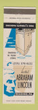Matchbook Cover - Hotel Abraham Lincoln Reading PA #2