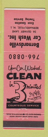 Matchbook Cover - Bernardsville Car Wash Esso oil gas NJ