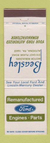 Matchbook Cover - Beasley Ford Engines Part Lincoln Mercury Altoona PA