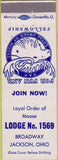 Matchbook Cover - Matchbook Cover Moose Lodge Jackson OH