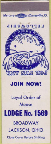 Matchbook Cover - Matchbook Cover Moose Lodge Jackson OH