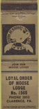 Matchbook Cover - Matchbook Cover Moose Lodge Clarence PA