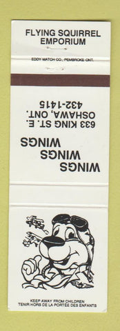 Matchbook Cover - Wings Wing Wings Flying Squirrel Emporium Oshawa ON