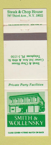 Matchbook Cover - Smith a& Wollensky Steak Chop House New York City