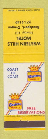 Matchbook Cover - Western Hills Motel Reedsport OR Best Western