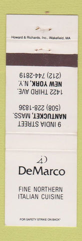 Matchbook Cover - DeMarco Italian Restaurant New York City Nantucket MA