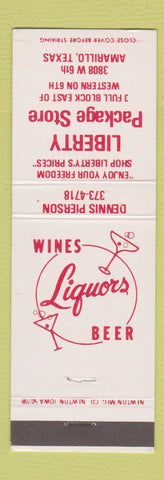 Matchbook Cover - Liberty Package Liquor Amarillo TX