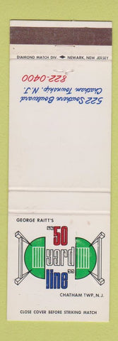 Matchbook Cover - 50 Yard Line George Raitt Chatham Township NJ football