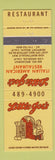 Matchbook Cover - Little Joe's Italian Restaurant Newport Beach CA