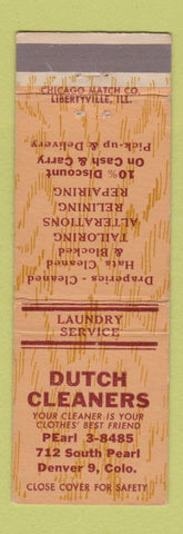 Matchbook Cover - Dutch Cleaners Denver Colorado