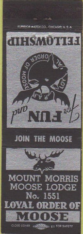 Matchbook Cover - Matchbook Cover Moose Lodge Mount Morris IL