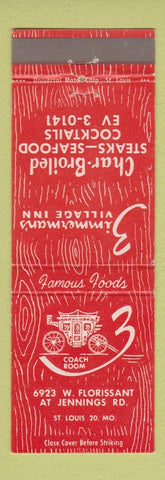 Matchbook Cover - Zimmerman's Village Inn St Louis MO