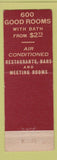 Matchbook Cover - Hotel Roosevelt Pittsburgh PA