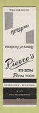 Matchbook Cover - Pierre's Rib Room Cheboygan MI