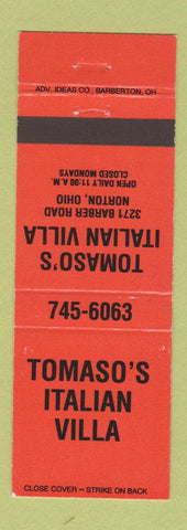 Matchbook Cover - Tomaso's Italian Villa Norton OH