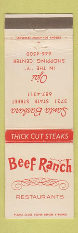 Matchbook Cover - Beef Ranch Santa Barbara CA WEAR