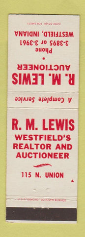 Matchbook Cover - RM Lewis Auctioneer Westfield IN