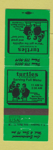 Matchbook Cover - Turtles Restaurant Holmes Beach FL