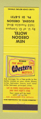 Matchbook Cover - New Oregon Motel Eugene OR Best Western