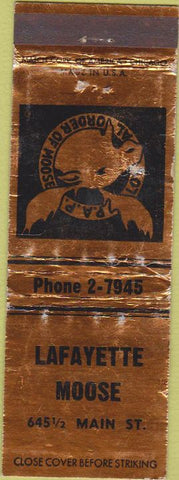 Matchbook Cover - Matchbook Cover Moose Lodge Lafayette IN WORN