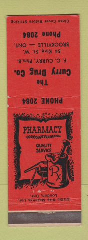 Matchbook Cover - Curry Drug Company Brockville ON