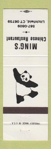 Matchbook Cover - Ming's Chinese Restaurant Panda Litchfield CT