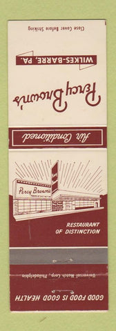 Matchbook Cover - Percy Brown's Restaurant Wilkes Barre PA