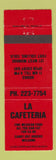 Matchbook Cover - La Cafeteria Mexican Food Fort Collins Colorado