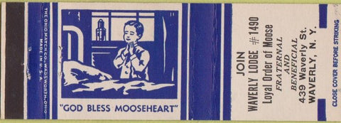 Matchbook Cover - Matchbook Cover Moose Lodge Waverly NY