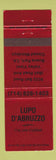 Matchbook Cover - lupo D'Abruzzo Italian Buena Park CA