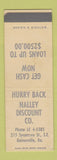 Matchbook Cover - Halley Discount Company Gainesville GA SAMPLE WEAR
