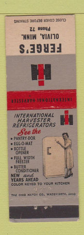 Matchbook Cover - International Harvester Tractors Olivia MN low phone # girlie