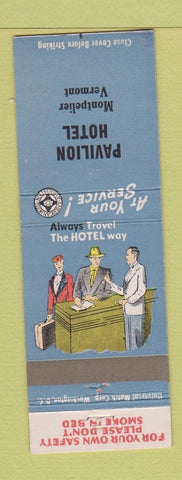 Matchbook Cover - Pavilion Hotel Montpelier VT