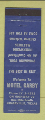 Matchbook Cover - Motel Carby Kingsville TX