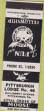 Matchbook Cover - Matchbook Cover Moose Lodge Pittsburgh PA
