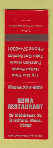 Matchbook Cover - Roma Restaurant Bradford MA