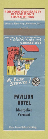 Matchbook Cover - Pavilion Hotel Montpelier VT