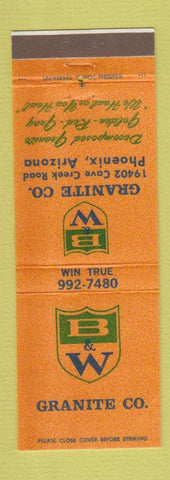 Matchbook Cover - B&W Granite Phoenix AZ