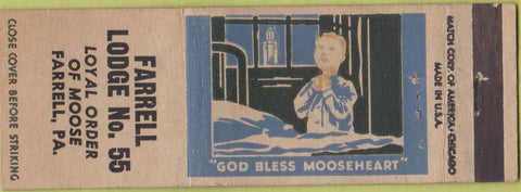 Matchbook Cover - Matchbook Cover Moose Lodge Farrell PA WEAR