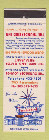 Matchbook Cover - Thunderbird Inn Restaurant Motel Mobile AL