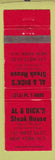 Matchbook Cover - Al & Dick's Steak House New York CIty