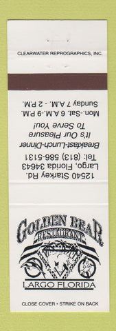 Matchbook Cover - Golden Bear Restaurant Largo FL