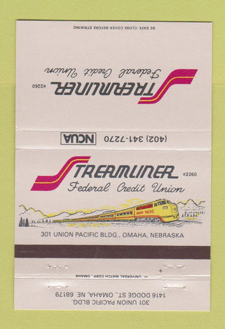 Matchbook Cover - Streamliner Credit Union Omaha NE railroad 40 Strike