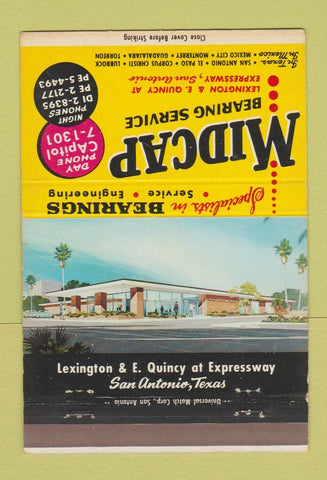 Matchbook Cover - Midcap Bearing Service Lubbock San Antonio TX 40 Strike