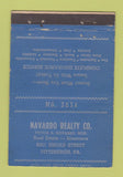 Matchbook Cover - Navarro Real Estate Pittsburgh PA 40 Strike