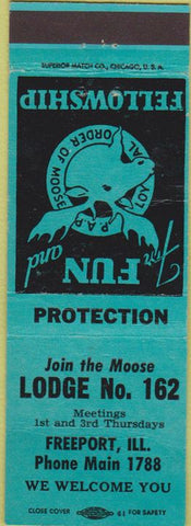 Matchbook Cover - Matchbook Cover Moose Lodge Freeport IL turquoise