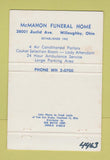 Matchbook Cover - McMahon Funeral Home Willoughby OH 40 Strike