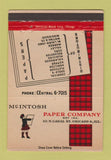 Matchbook Cover - McIntosh Paper Company Chicago IL 40 Strike