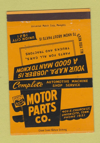 Matchbook Cover - Motor Parts NAPA Union City TN 40 Strike