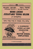Matchbook Cover - Motor Wheel Credit Union Lansing MI PEACH 40 Strike